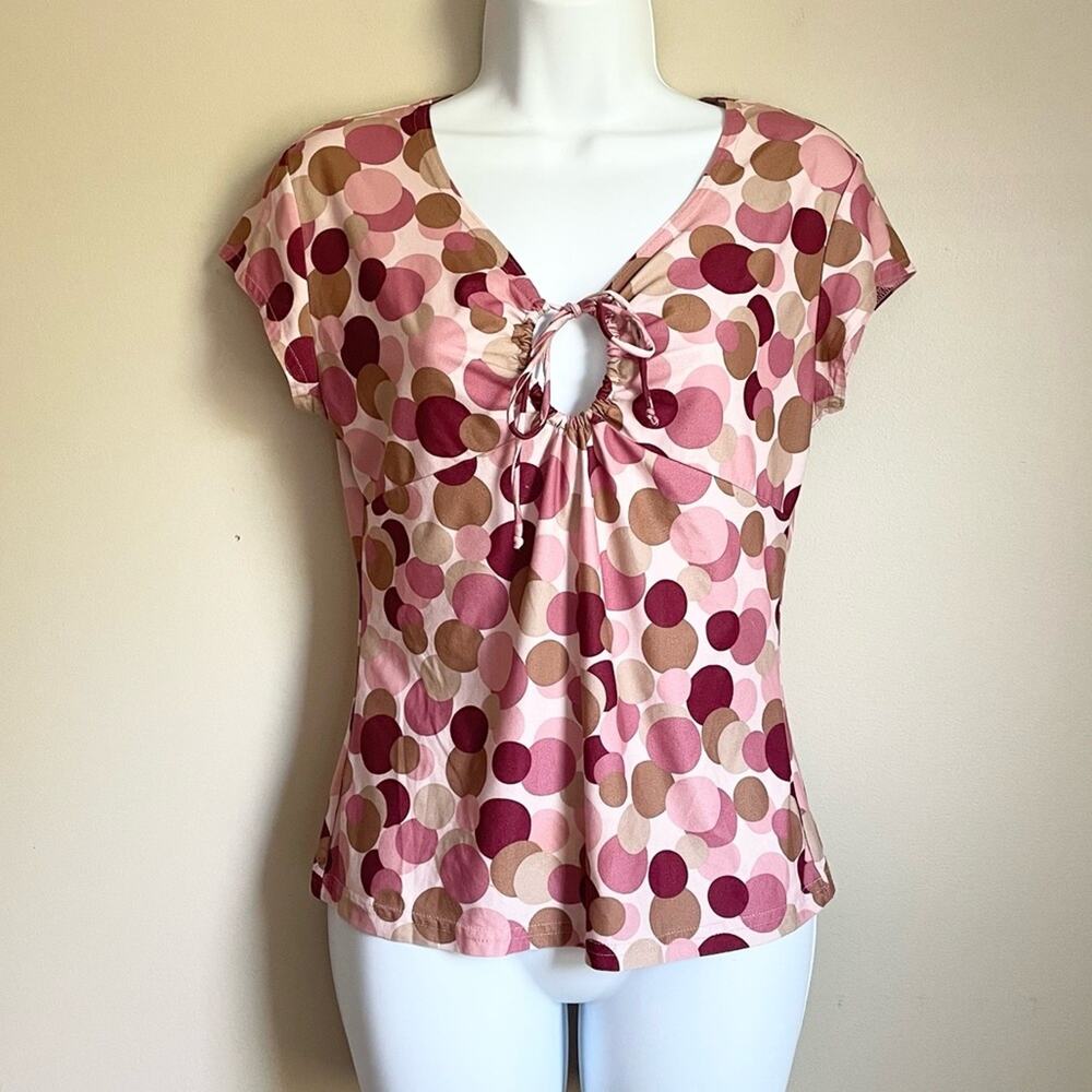 G.A.S. Y2K Circle Tie Bust Top Short Sleeve Juniors Vintage L